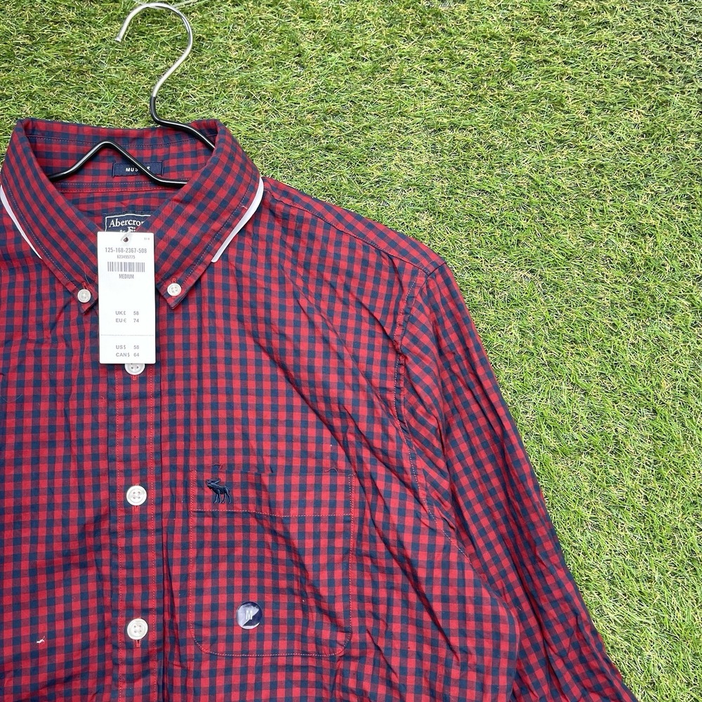 Abercrombie & Fitch Dress Shirt Mens Medium Muscle Check Long Sleeve Button